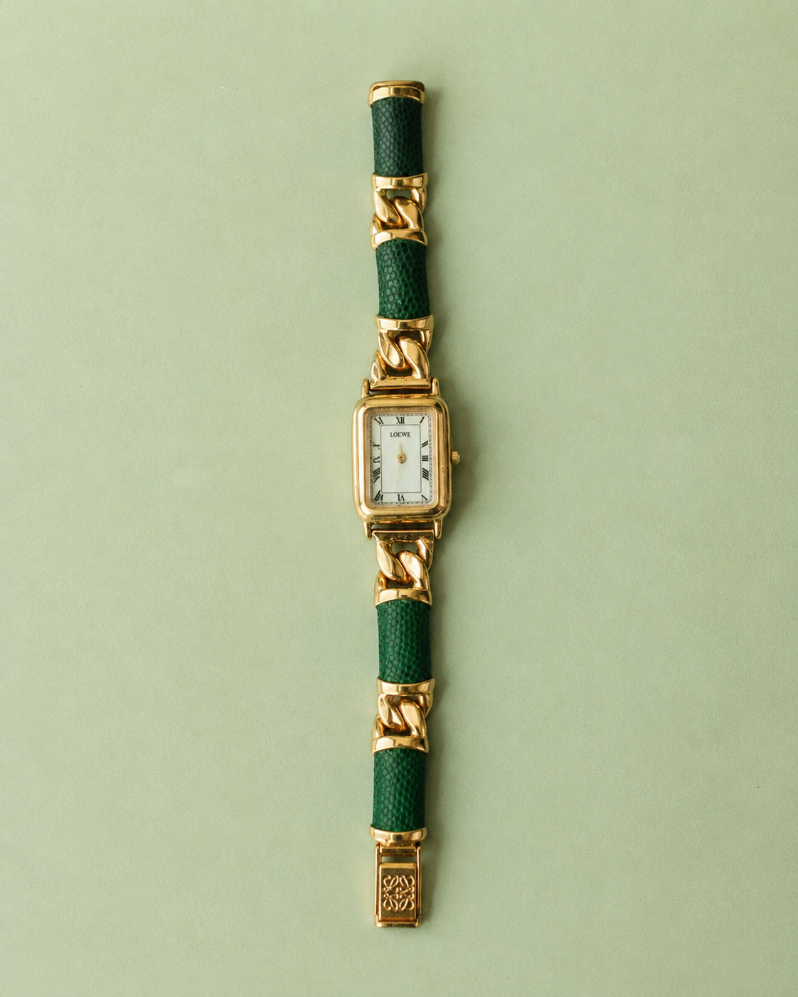 Loewe Vintage Green Leather & Gold-Tone Watch
