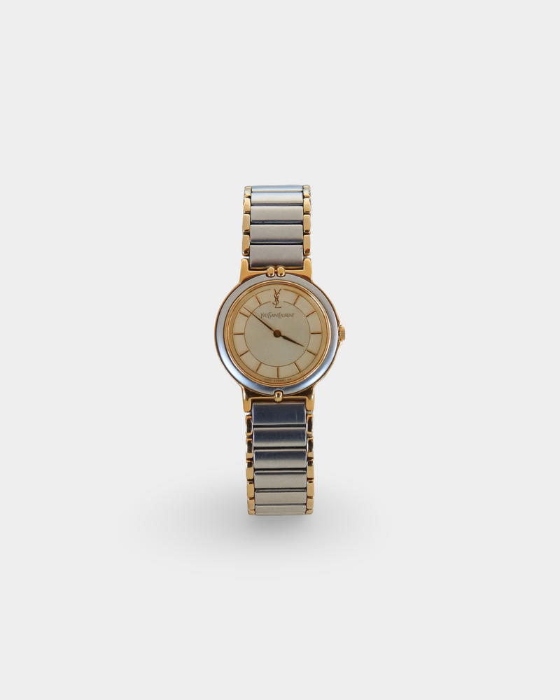 Yves Saint Laurent YSL Vintage Two-Tone Champagne Dial Watch