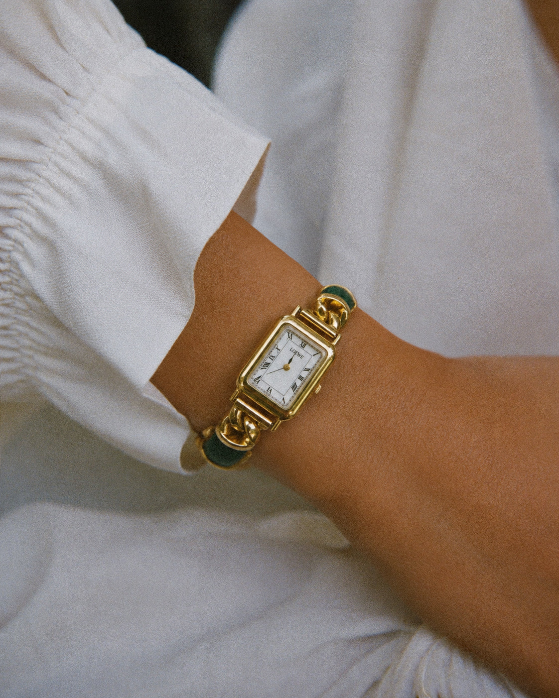 Loewe Vintage Green Leather & Gold-Tone Watch