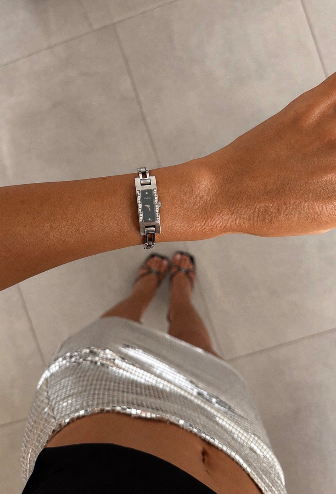 Gucci Vintage 3900L Diamond-Set Black Dial Bracelet Watch