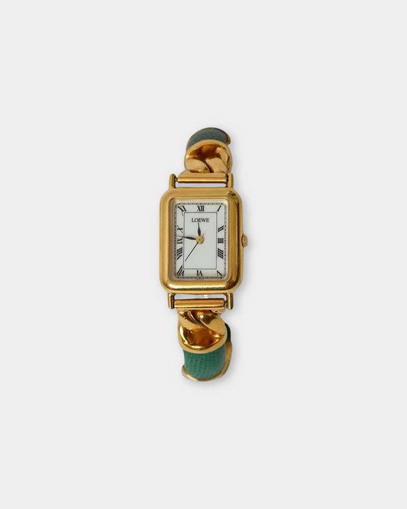 Loewe Vintage Green Leather & Gold-Tone Watch