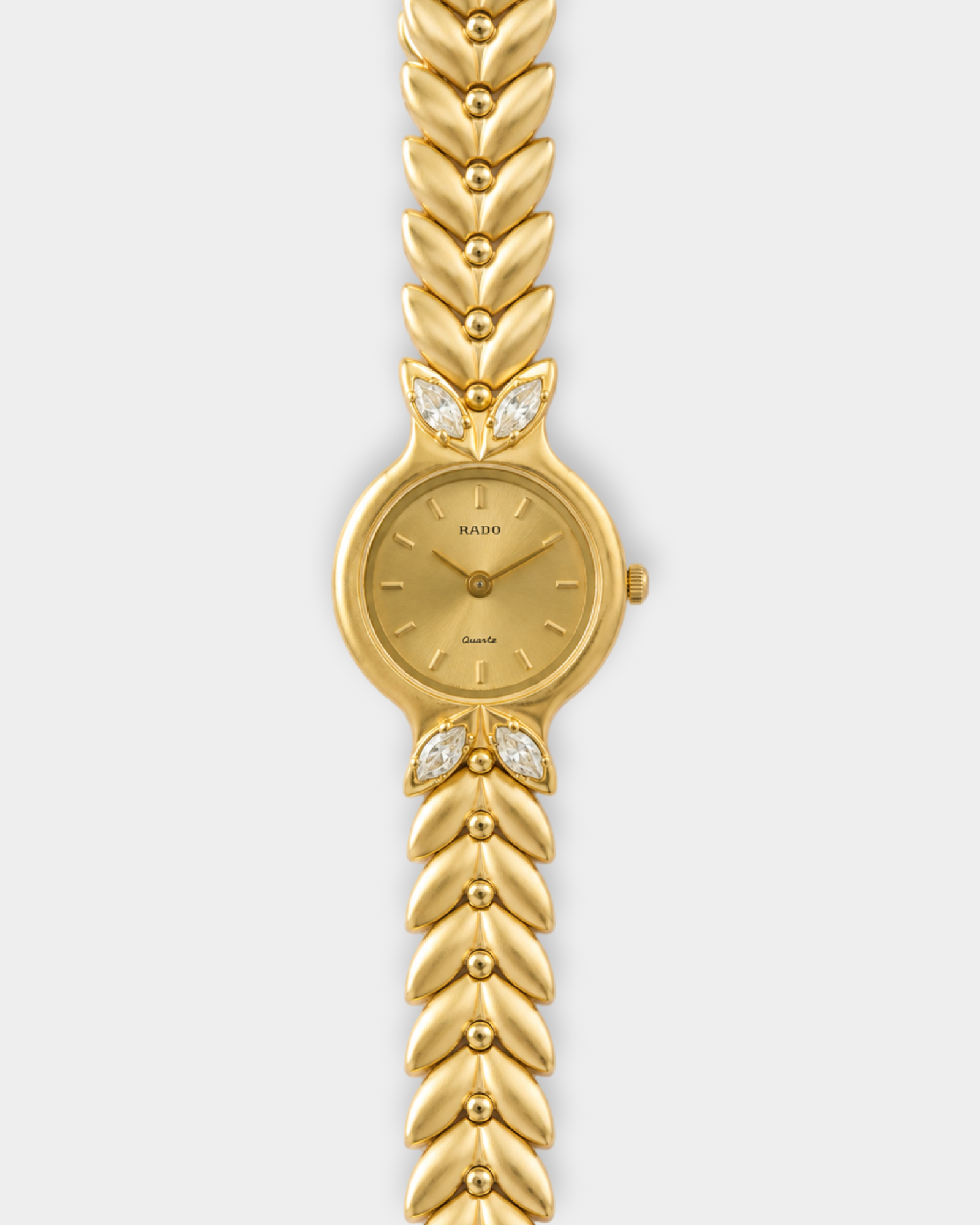 Rado Vintage Gold-Tone Crystal Leaf Bracelet Watch