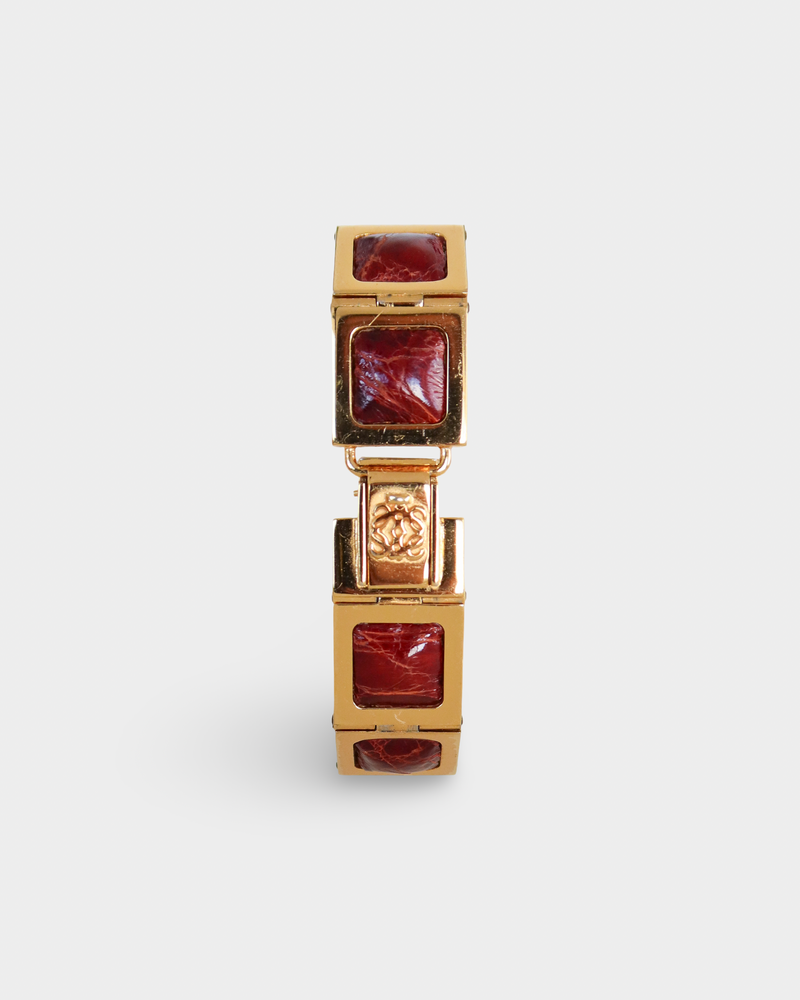Loewe Vintage Burgundy Leather Anagram Bracelet Watch