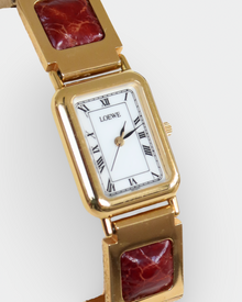 Loewe Vintage Burgundy Leather Anagram Bracelet Watch