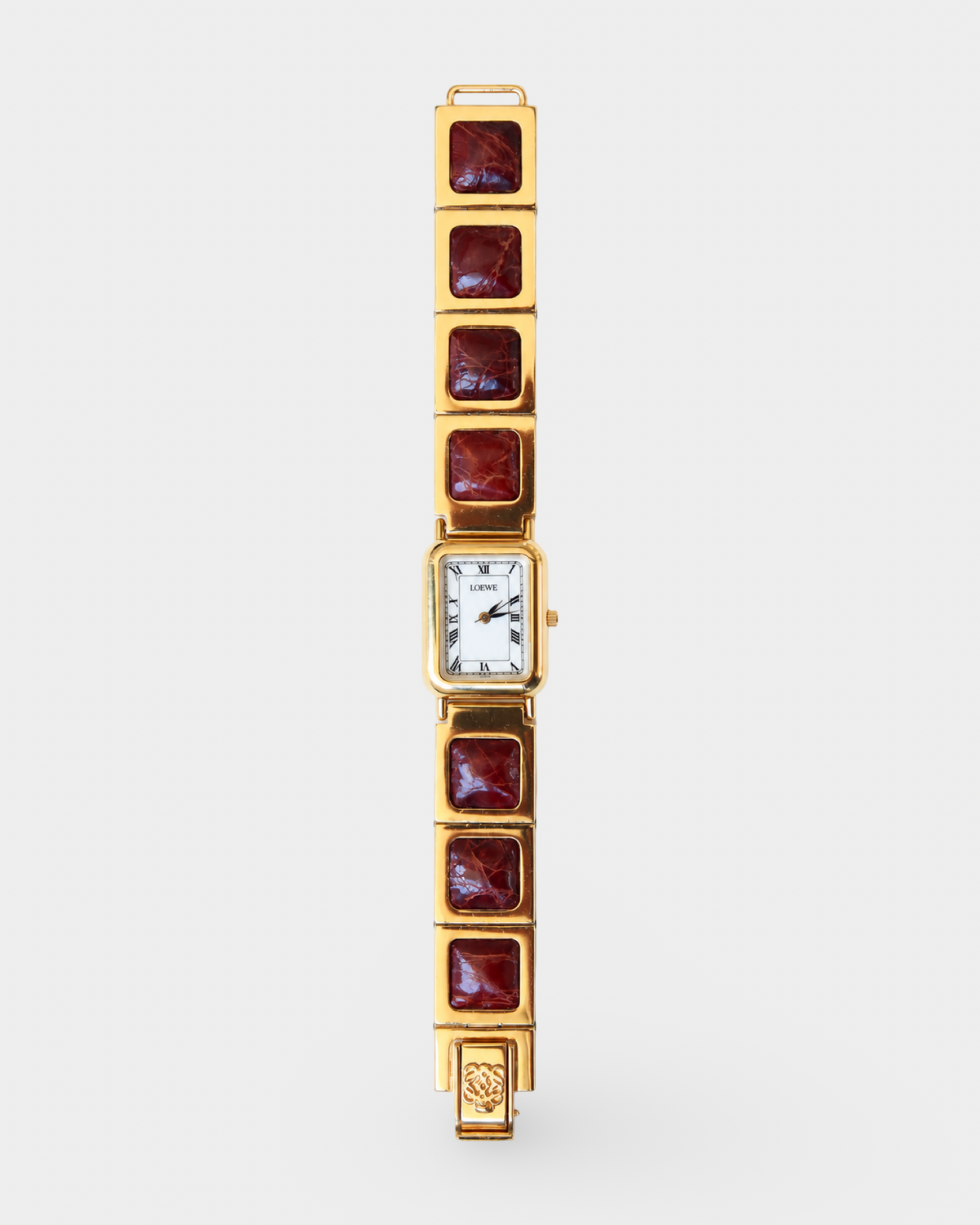 Loewe Vintage Burgundy Leather Anagram Bracelet Watch