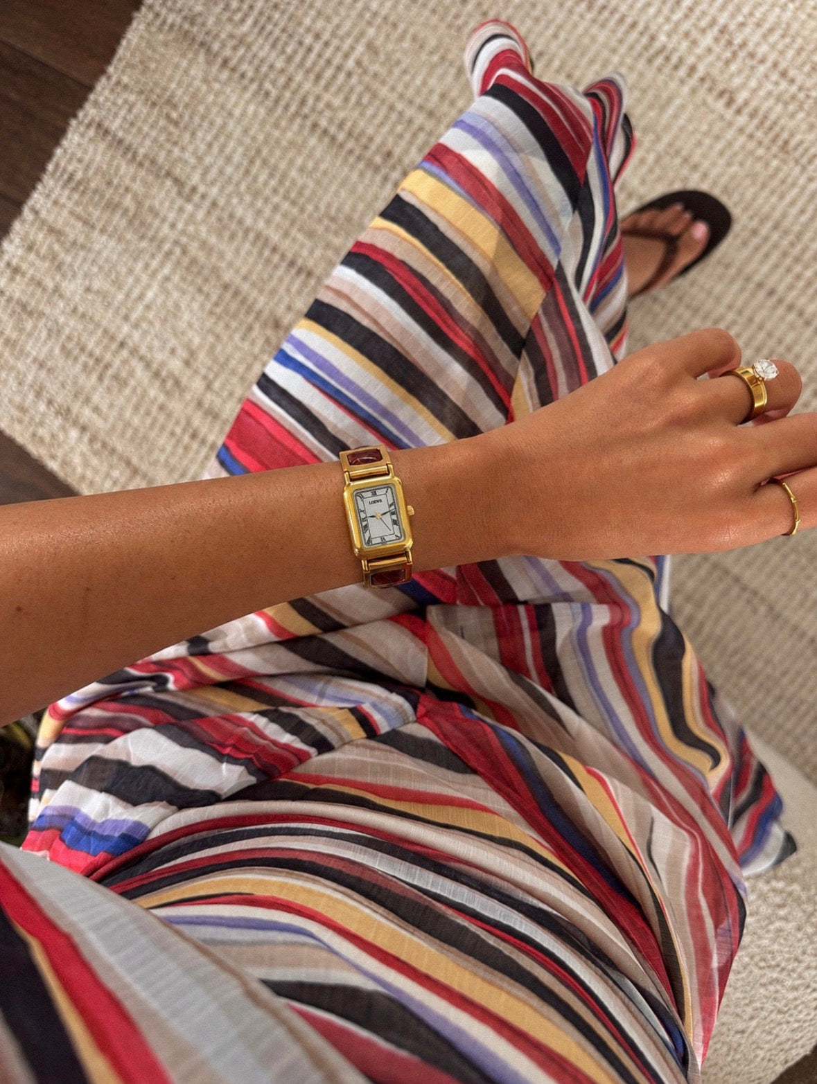 Loewe Vintage Burgundy Leather Anagram Bracelet Watch