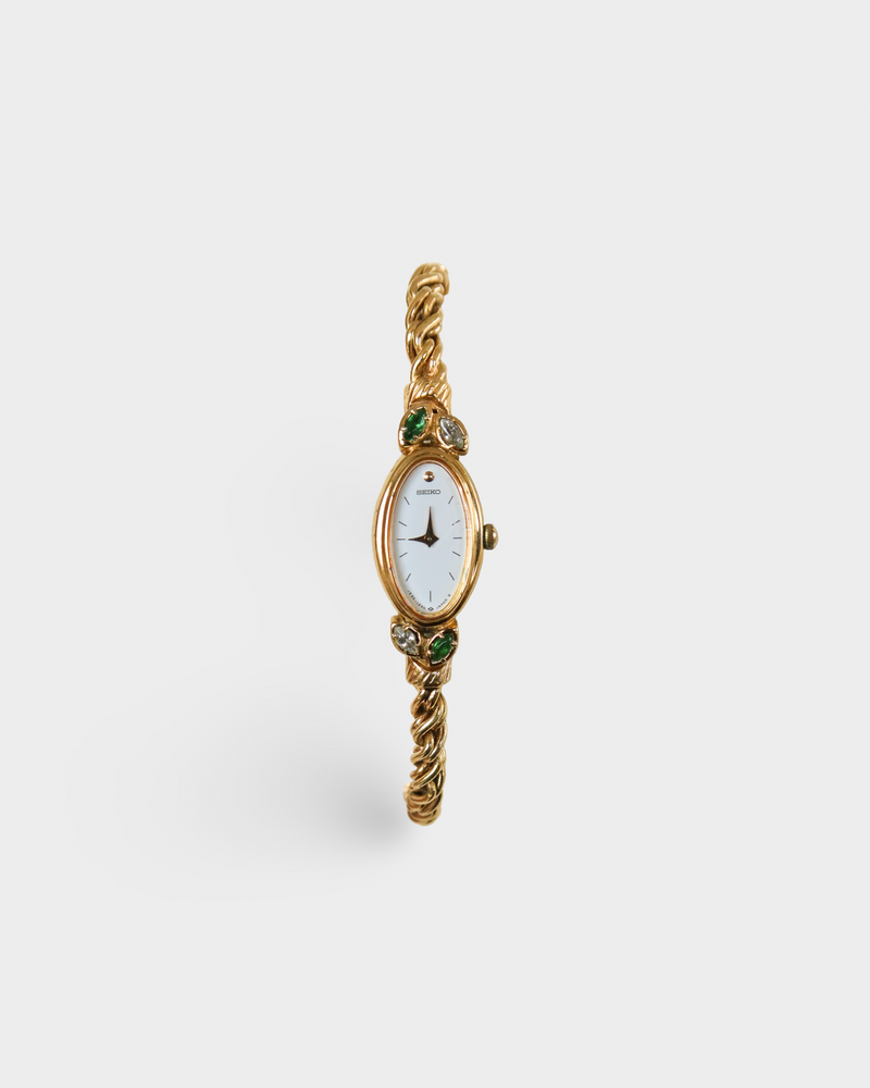Seiko Vintage Emerald Green Jewel Rope Bracelet Watch