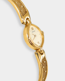 Seiko Vintage Gold-Tone Textured Oval Bracelet Watch