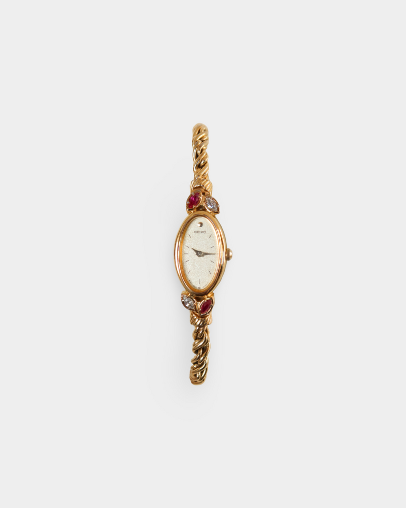 Seiko Vintage Ruby Crystal Rope Bracelet Watch