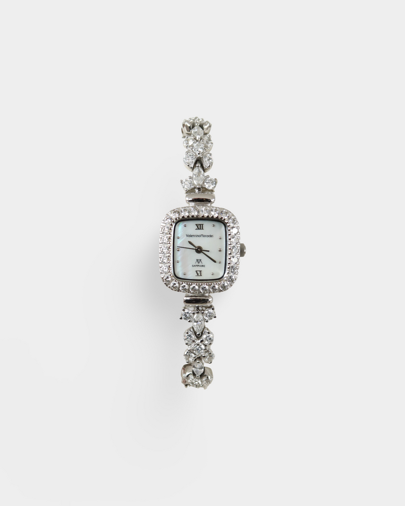 Valentino Moradei Vintage Crystal-Set Mother of Pearl Watch