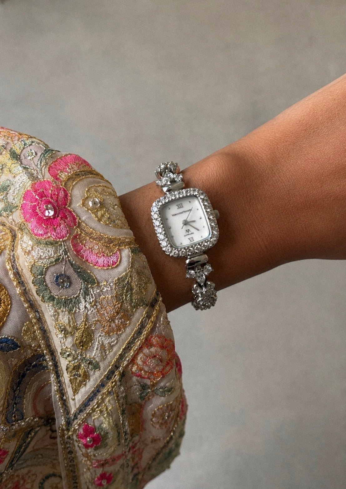 Valentino Moradei Vintage Crystal-Set Mother of Pearl Watch